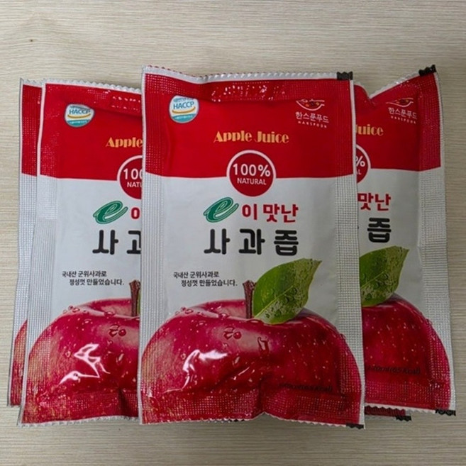 [한스푼푸드] 100% 사과주스 120ml 50팩 착즙 사과즙, 50개