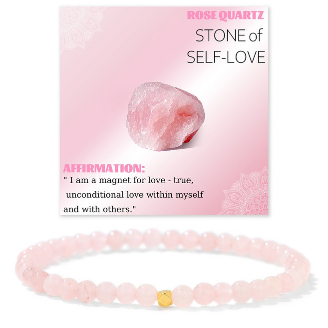 아임봄 천연 장미석 핑크쿼츠 천연돌 원석팔찌 4mm