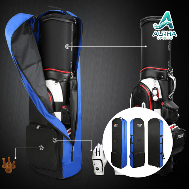 알파 고급형접이식 항공커버 바퀴형 골프백, 블루
