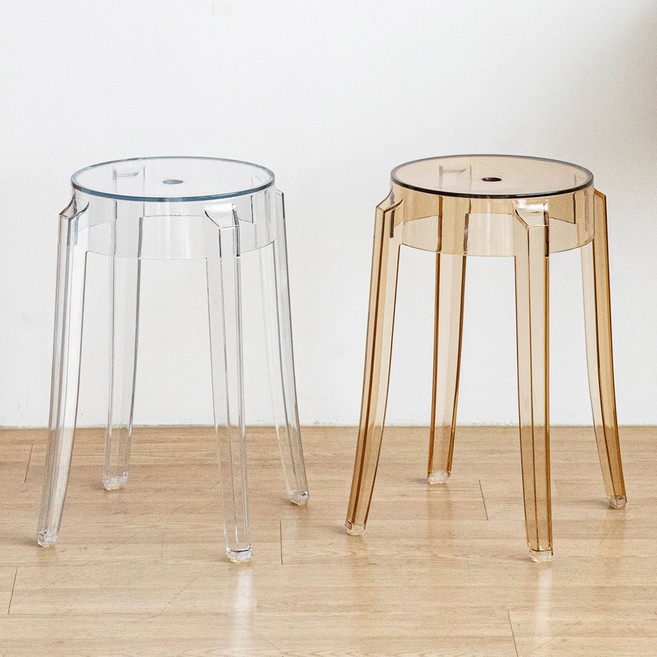 [체어팩토리] 투명 인테리어 보조 아크릴 간이의자 고스트스툴, 1개