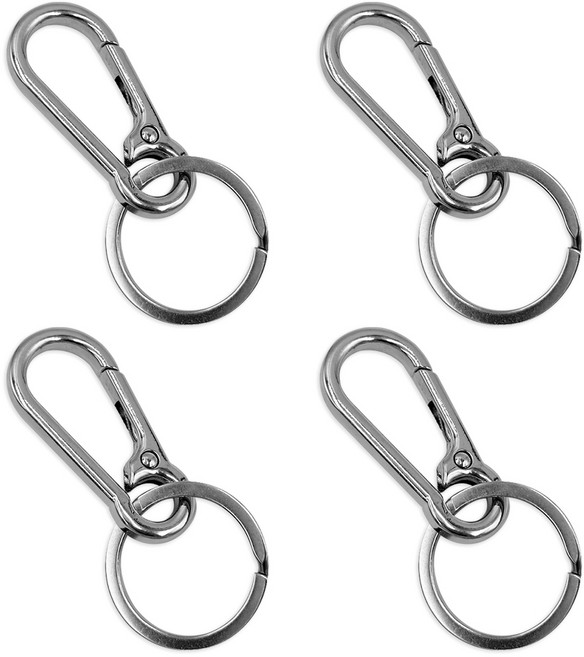 카라비너 더블오링 키링 열쇠고리 키홀더 연결 부자재, 4개, 실버
