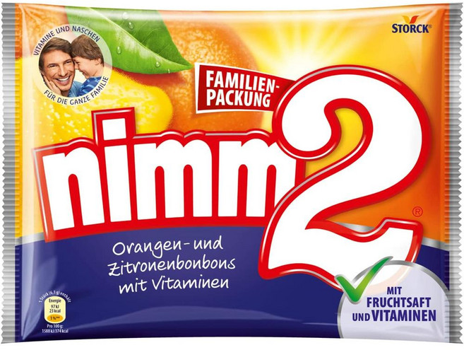 독일 님투 nimm2 비타민 오렌지레몬 사탕 캔디 패밀리팩, 429g, 12개