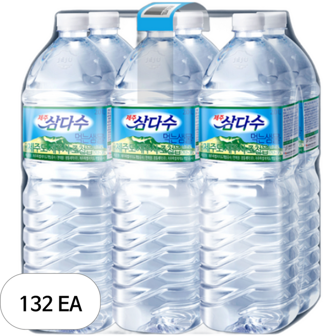 제주삼다수 유/무라벨 랜덤발송, 132개, 2L