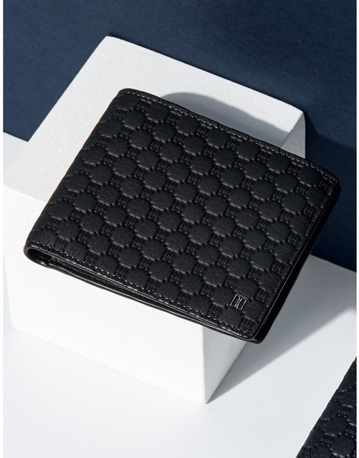 [백화점 정품] 닥스 ACC 블랙 수입가죽 루이스 엠보 DD 패턴 반지갑 DBWA5E363