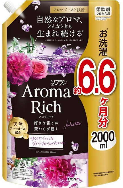 일본 섬유유연제 대용량 소프란 아로마 리치 줄리엣 (스위트 플로럴 향기) 2000ml, 2L, 1개