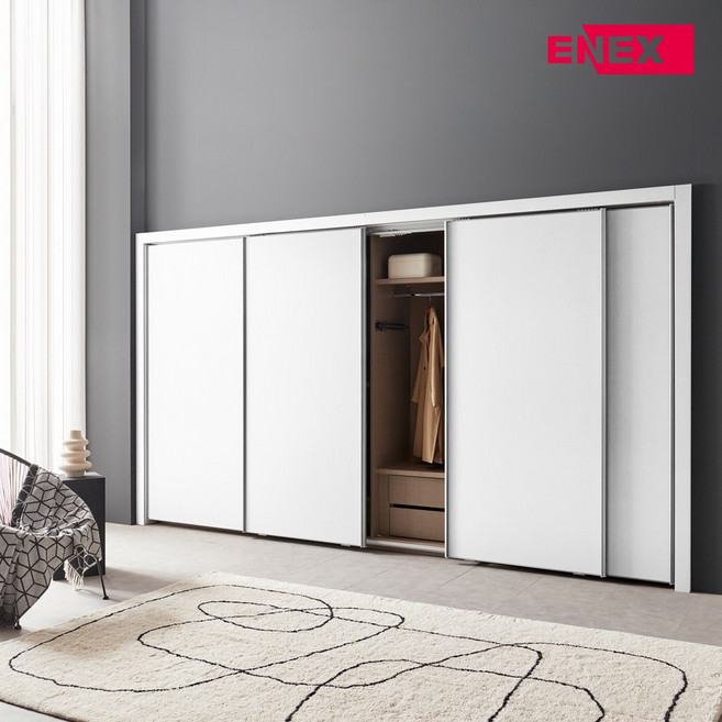 에넥스 ExW 안나 슬라이딩 붙박이장 300cm 10자 안방 시공, 화이트