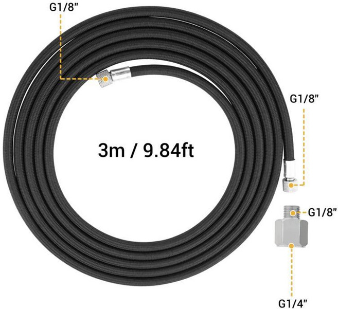 미터 피트 나일론 브레이드 에어 브러시 호스 버쉬 키트 어댑터 슈트 도구, 없음, 4) NCT-3M Black Hose2, 1개