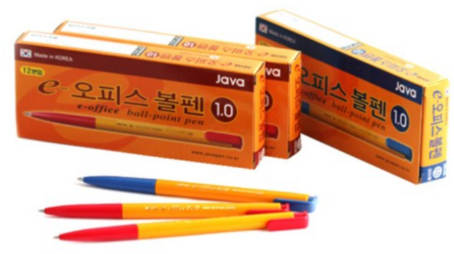 자바펜 e-오피스 볼펜 1.0mm 빨강 24p + 파랑 12p, 혼합색상, 1세트