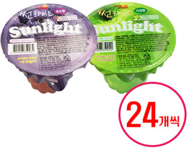 썬라이트 젤리 사과24+포도24 /마시는젤리/코코넛젤리/워터젤리/젤리음료/나타드코코넛, 1세트, 180ml
