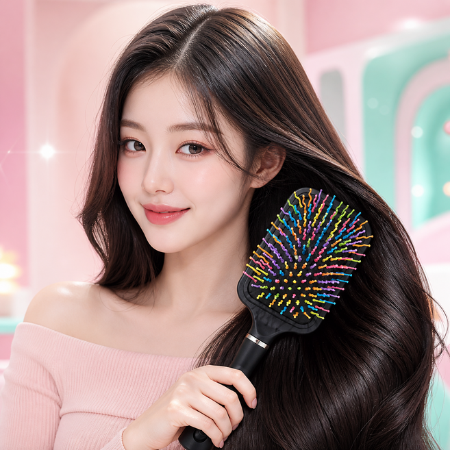 홈에이드 엉킴방지 패들브러쉬, 1개, 레인보우