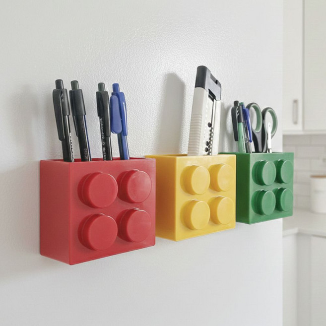 위클로버 초강력 냉장고 자석 수납함 다용도 현관 보관함, 1세트, 노랑, 빨강, 초록