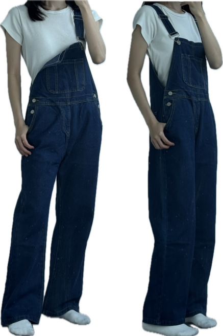 Y2K 세미 와이드핏 멜빵 팬츠 점프수트 가을 루즈핏 통바지