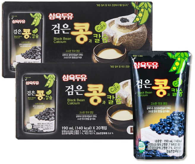삼육두유 검은콩&칼슘 검은콩두유 파우치, 190ml, 40개