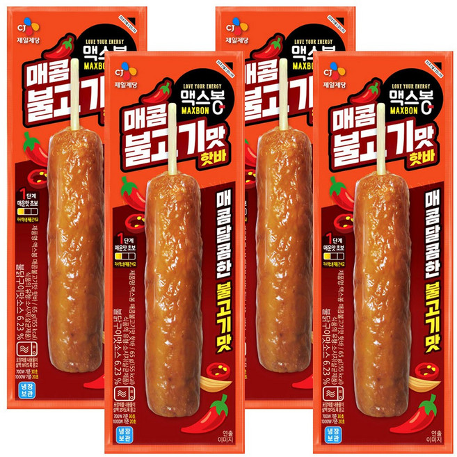 CJ 맥스봉 매콤불고기맛 핫바, 65g, 4개
