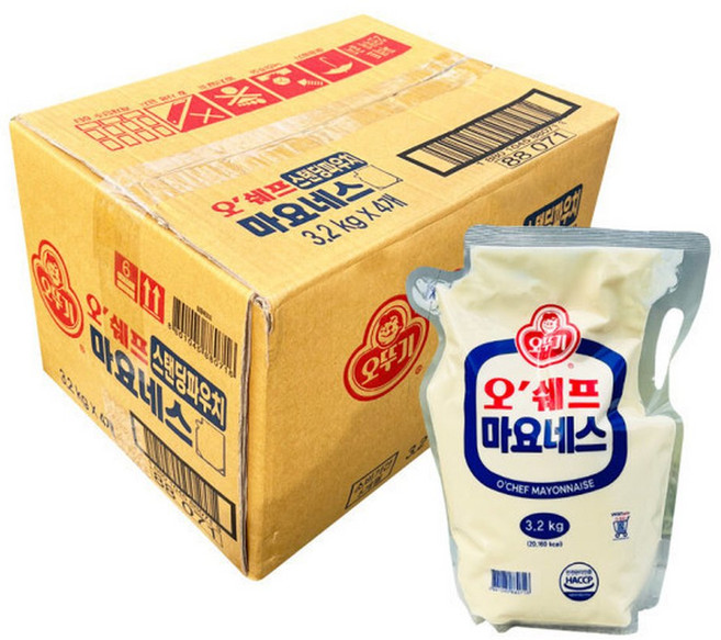 오쉐프 마요네스 스탠딩 파우치 3.2kg 4개 한박스 업소용 식자재 대용량 소스
