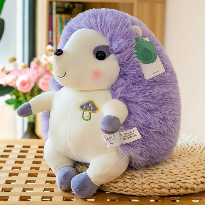 仿真小刺蝟公仔毛絨玩偶 兒童陪睡抱枕布娃娃 生日禮物, 歡歡小刺蝟紫色,23cm, 1個