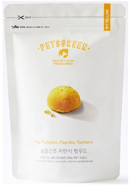 펫츠그린 마이옐로우 동결건조 영양간식 (돼지 단호박 파프리카 강황), 돼지+단호박 맛, 1개, 35g