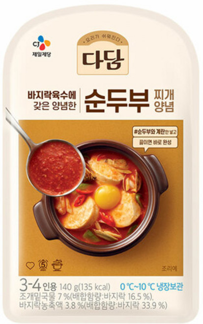 (냉장)다담 바지락순두부찌개양념140gx10개, 140g, 10개