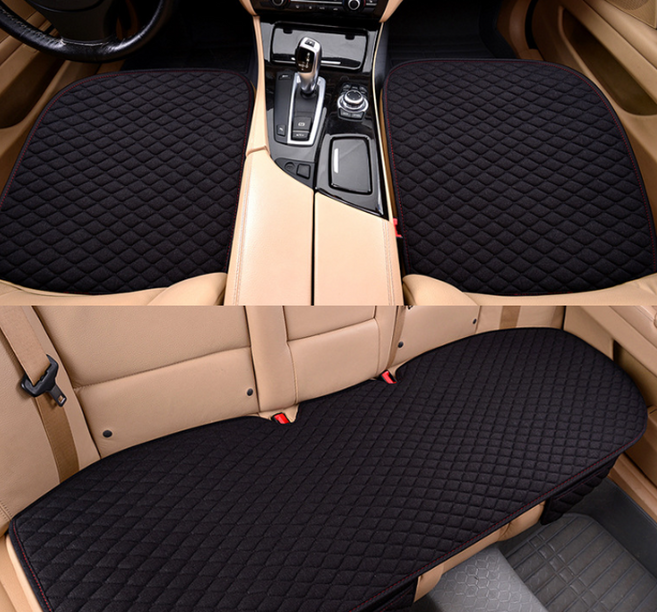 고고스 자동차 방석 친환경 마소재 사계절용 마티즈 스파크 모닝 레이 스마트 포투 경차전용, 1개, 블랙(세트-앞좌석2뒷자석1