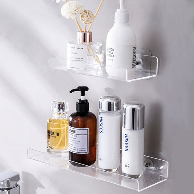 무타공 아크릴 선반 부착식 투명아크릴 다용도 욕실선반, U타입