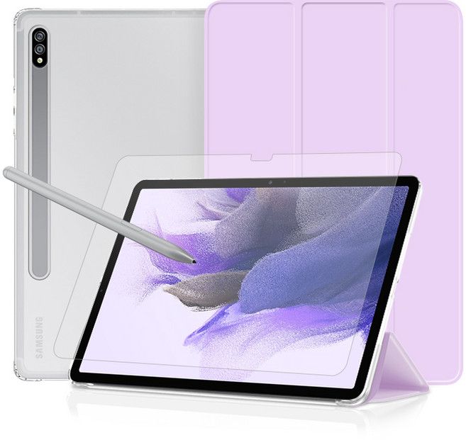 니하 태블릿 슬림 클리어 케이스(액정보호 강화유리 필름), 라이트퍼플, 1개