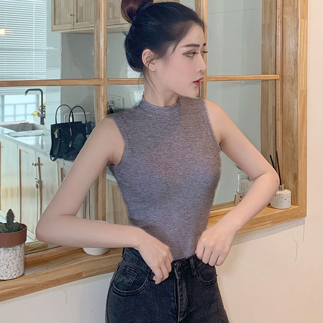 체리캣 여성 데일리핏 슬림 하이넥 민소매탑 N-01