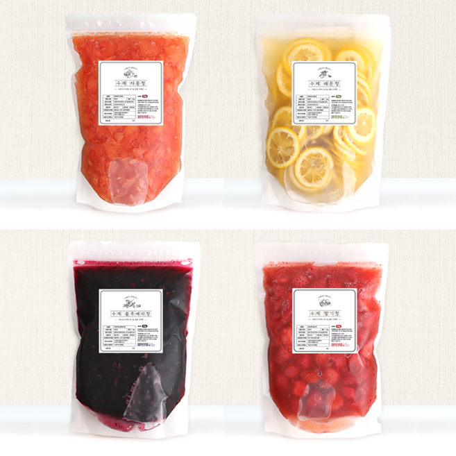 유기농설탕이 들어간 푸릇푸릇 수제과일청 레몬청 자몽청 과일청 딸기청 생강청 생강차 950g 1kg 2kg 대용량 카페 업소용, 03 블루베리청 2kg (파우치팩), 1개, 1개입