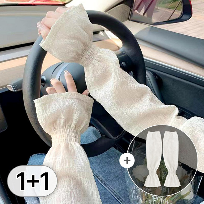 라뷰드 2P 세트 레이스 손등 커버 운전 팔토시 여성 봄여름 얇은 편안한 팔커버 고무 밴딩 가벼운 햇빛 가리개 골프 등산 자전거 캠핑 시원한 양손 덮개, 2개, 화이트+베이지