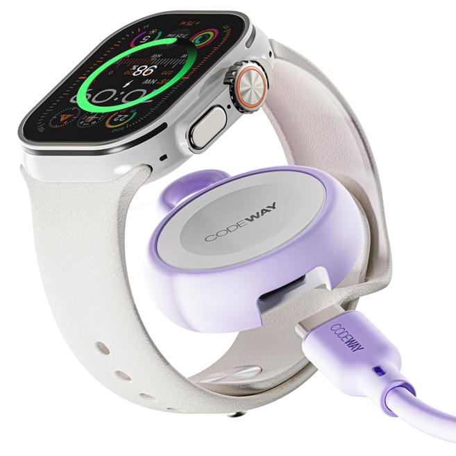 코드웨이 c타입 애플워치 무선충전기 케이블 1.2m, 퍼플, 1개