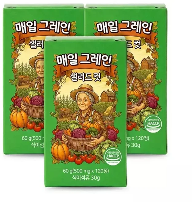 매일 그레인 샐러드 컷 식이섬유 타블렛 500mg x 120정 3개 - 쿠팡