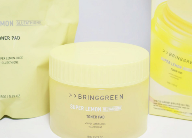 [정품배송] *브링그린* BRINGGREEN 슈퍼-레몬! 글루타치온! 토너-패드! (+리필증정) I 피부톤업케어 민감성피부 피부저자극 멜라닌케어 레몬쉐입패드, 1세트, 180매입