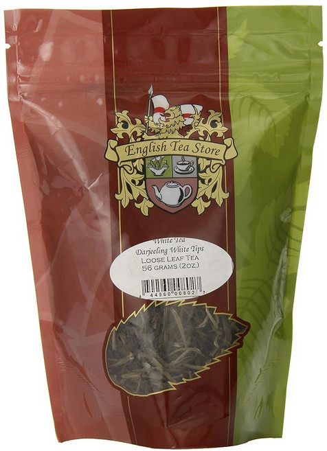 English Tea Store 루즈 리프 루이보스 허브 티 118.3ml(4온스), Darjeeling 화이트 팁 화이트 티 파우치, 2 Ounce, 1개