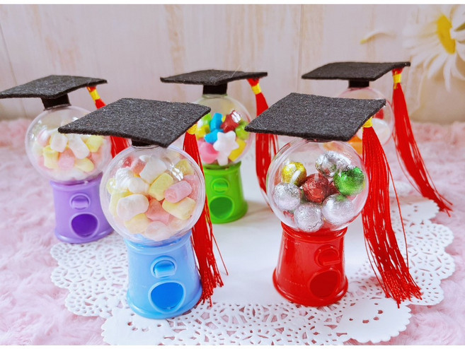 學士帽造型扭蛋機 畢業帽糖果機, 1個, 巧克力米果