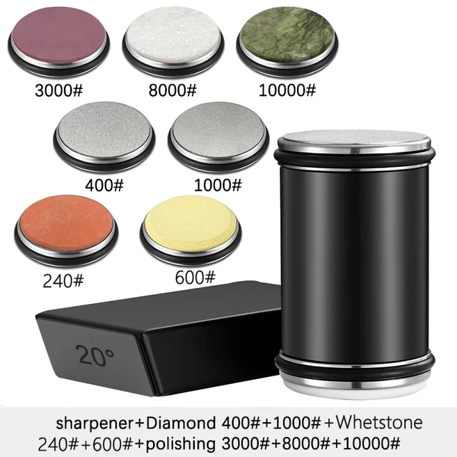롤링 나이프 샤프너 양면 다이아몬드 샤프닝 스톤 15/20 ° 주방 칼용 자기 각도 롤러 샤프닝, 16 L Set, 01 Ship With 24H, 01 CHINA