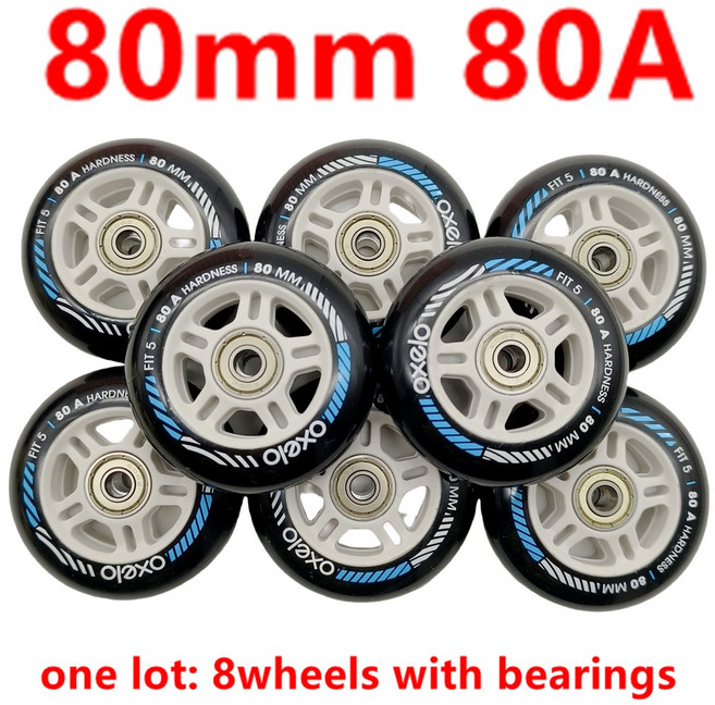 인라인 스케이트 80mm 두께 24mm 경도 80a 8개 세트, 80mm 608z