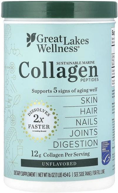 너무좋습니다 Great Lakes Wellness 지속 가능한 해양 콜라겐 펩타이드 무맛 454g(16oz) 어깨를언제나 활짝펴세요, GreatLakesWellness지속가능한해양콜라겐펩타, 454g, 1개 - 쿠팡