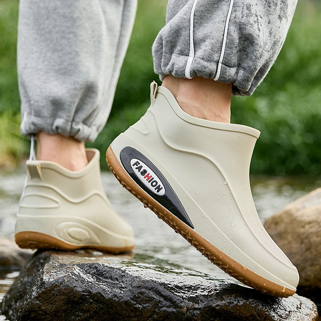 남성용 여름 숏 레인부츠 미끄럼방지 방수 소프트 밑창 고무신