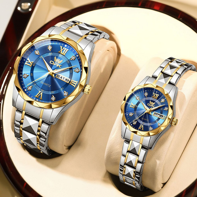 OPK 커플 시계 정품쿼츠 럭셔리 명품 워터프루프 야광 일력 메탈시계