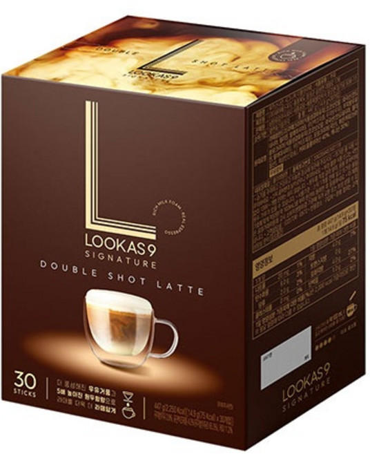 루카스나인 더블샷 라떼 커피믹스, 14.9g, 30개입, 4개