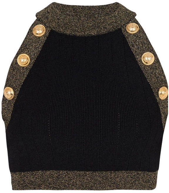 발망 콘트라스트 트리밍 니트 탑