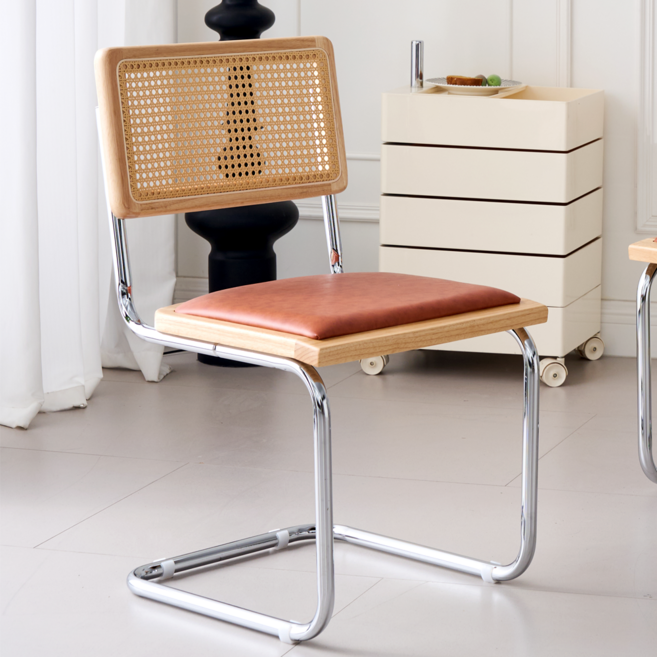 피피포피 바터 라탄 의자 세스카 체어 하프 가죽, 1개, 내추럴