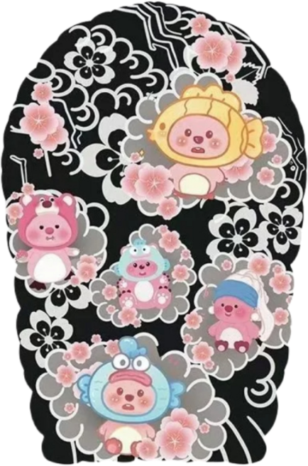 대왕 타투 스티커 헤나 스티커, 1개, 루피