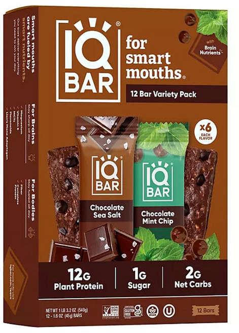 IQBAR 단백질 바 프로틴바 버라이어티 팩 12 ct, 12개, 1g