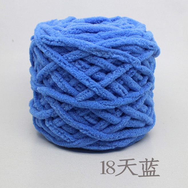 冰條線毛線 雪尼爾毛線 圍巾毛線 拖鞋線 DIY編織棉線 粗毛線 鉤針毛線 針線 手工, 18天藍【升級款獨立包裝】, 1個