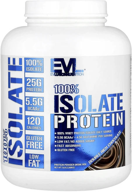 새해 건강을 선물하세요 EVLution Nutrition 100% 분리 단백질 더블 리치 초콜릿 맛 2.268kg(5lb) 특별관리진행, 1개, 2.268kg - 쿠팡