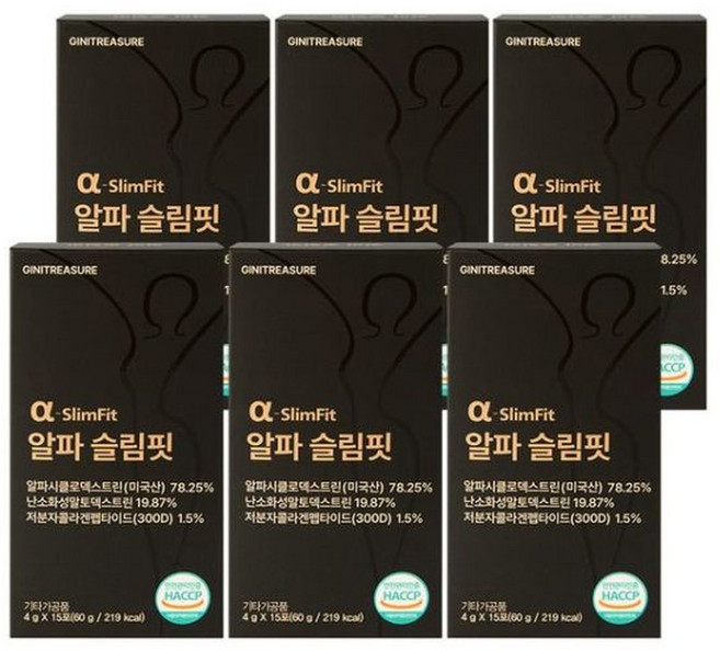 알파슬림핏 알파시클로덱스트린 알파CD 15포 X 6박스(90포), 6박스, 15정