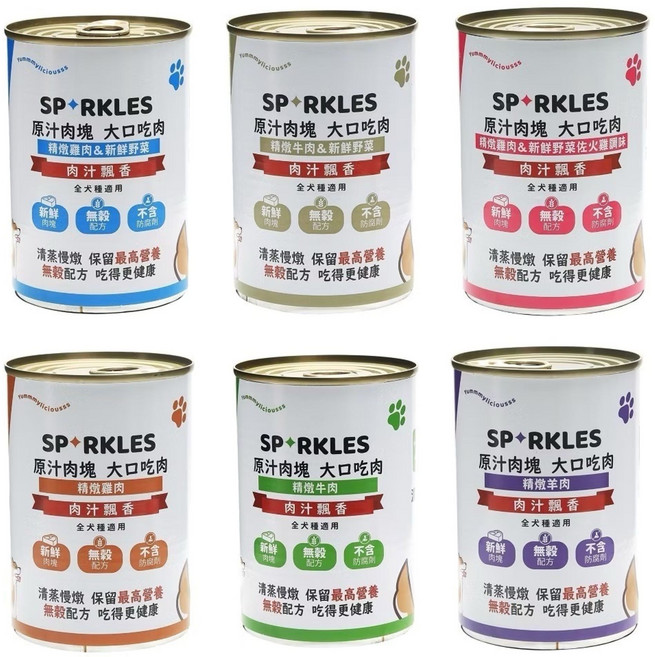 SP+RKLES 原汁肉塊 大口吃肉 狗罐頭, 400g, 6個, 雞肉+野菜