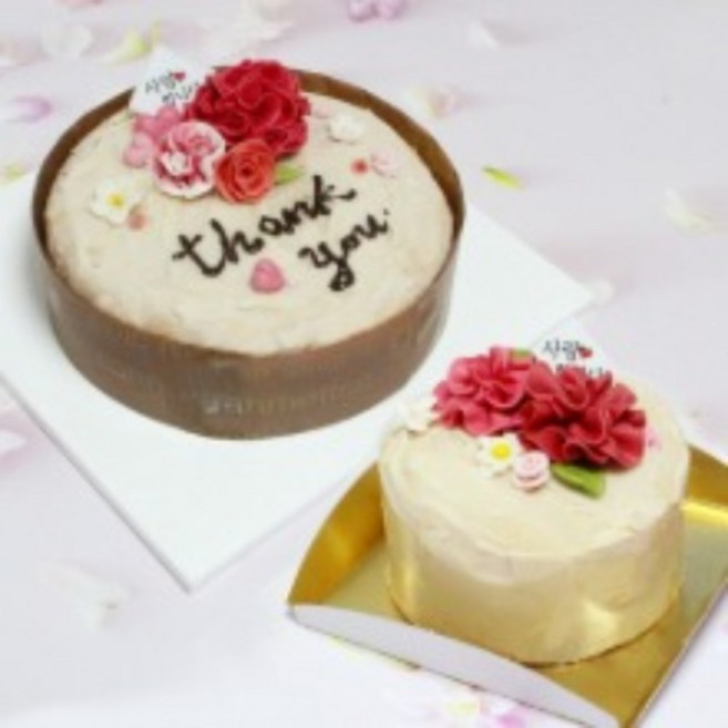 어버이날 스승의날 감사 카네이션케이크 미니 1호, 미니케이크＋포장박스, 1개