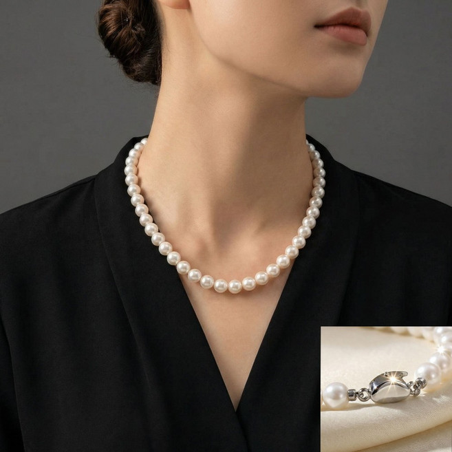 진주목걸이 클래식 스타일 데일리 화이트 스와로브스키 진주 6mm 8mm 10mm