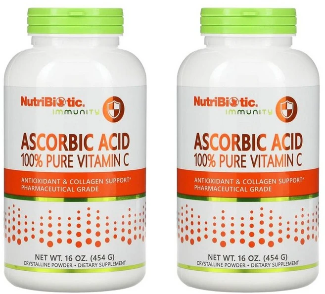 NutriBiotic 면역력 아스코르브산 100% 순수 비타민C 454g x2, 2개 - 쿠팡